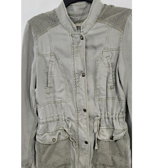Max Jeans Tencel Jacket Womens Medium Army Green Boho Cottagecore Biker Grunge - Picture 1 of 10